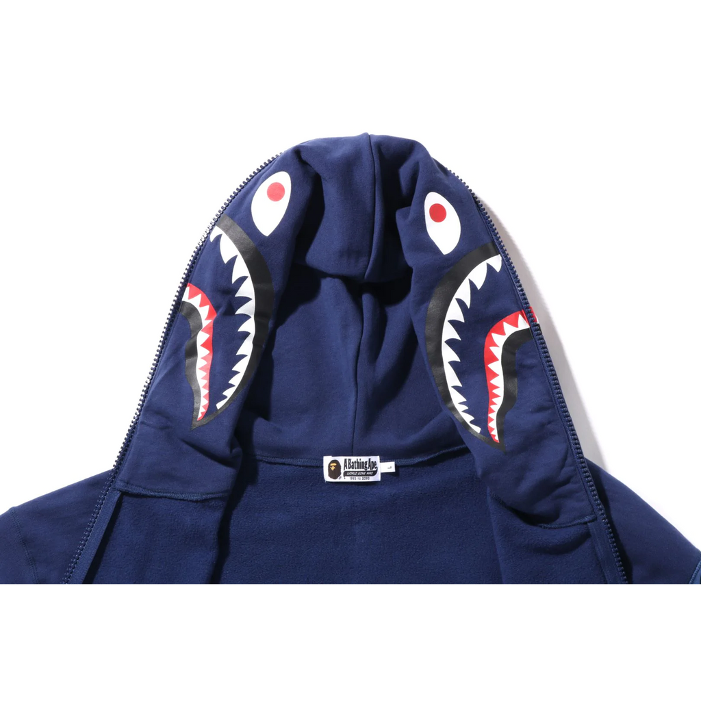 A Bathing Ape Color Camo Giant Shark Full Zip Hoodie Navy Grails SF