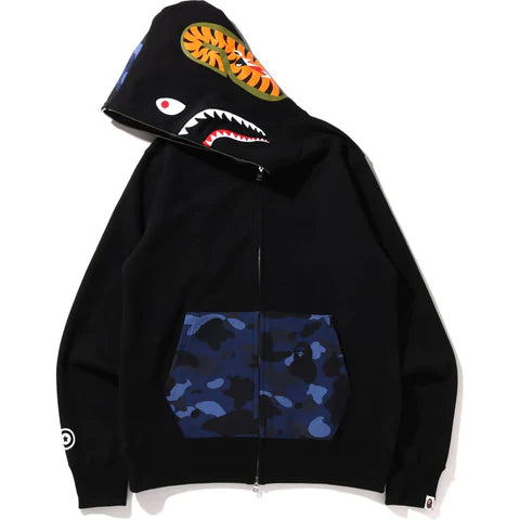 BAPE blue camo x black shark full zip hoodie A Bathing Ape Size S