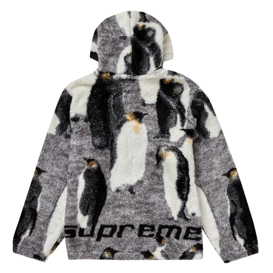 Supreme Penguins Hooded Fleece Jacket - Black