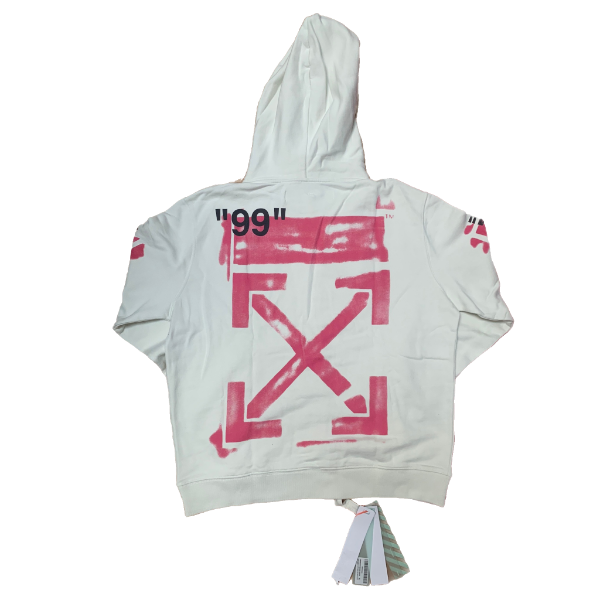 OFF White Diag Stencil Slim Hoodie White Pink Grails SF