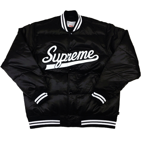 Supreme Script Varsity Puffy Jacket - Black