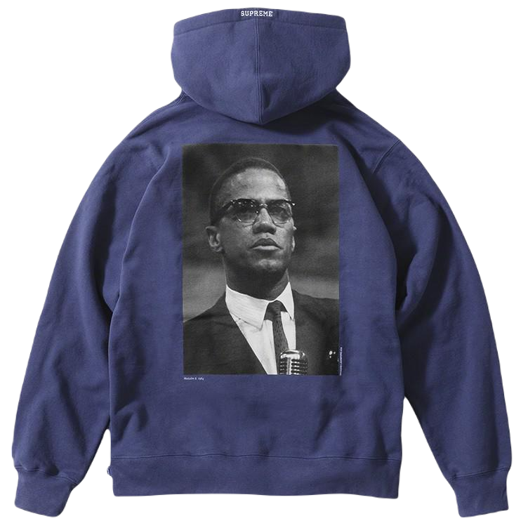 Supreme Malcolm X Hooded Sweatshirt - Washed Navy – Grails SF