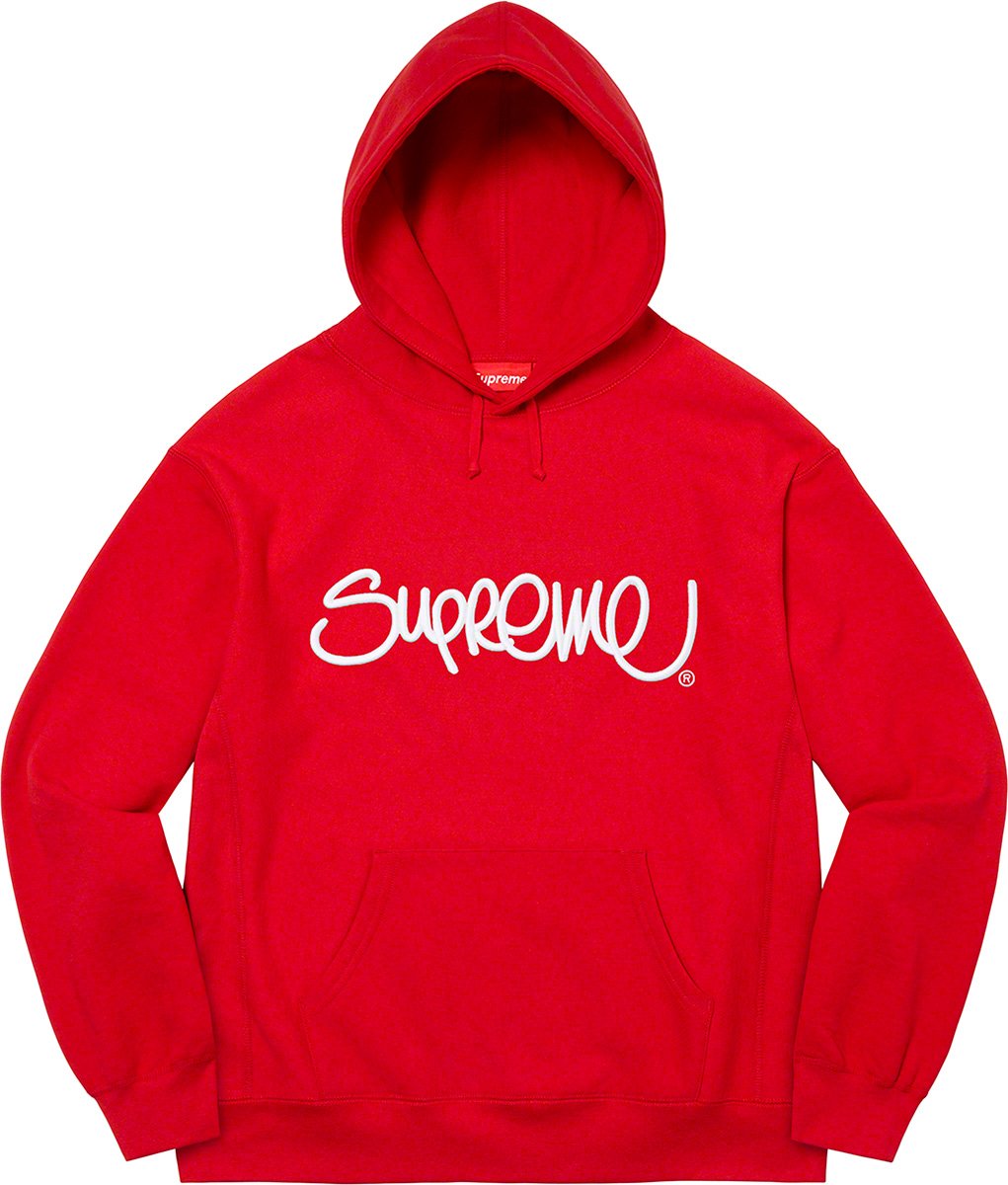 Supreme Raised Handstyle Hooded Sweatshirt - Red - Used