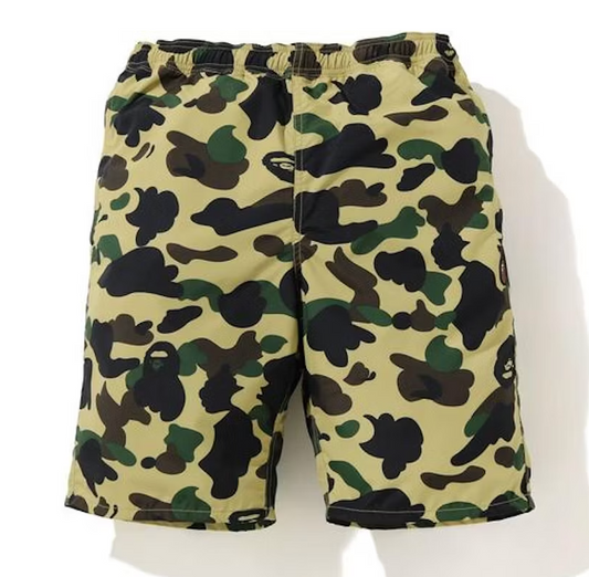 A Bathing Ape 1st Camo Beach Shorts - Yellow Camo - Used