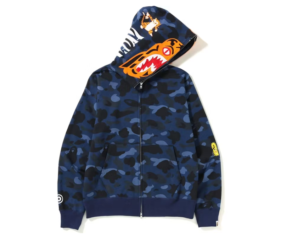 A Bathing Ape Color Camo Tiger Full Zip Hoodie - Blue