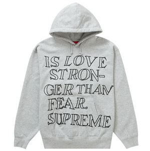 Supreme Stronger Than Fear Hooded Sweatshirt - Heather Grey - Used