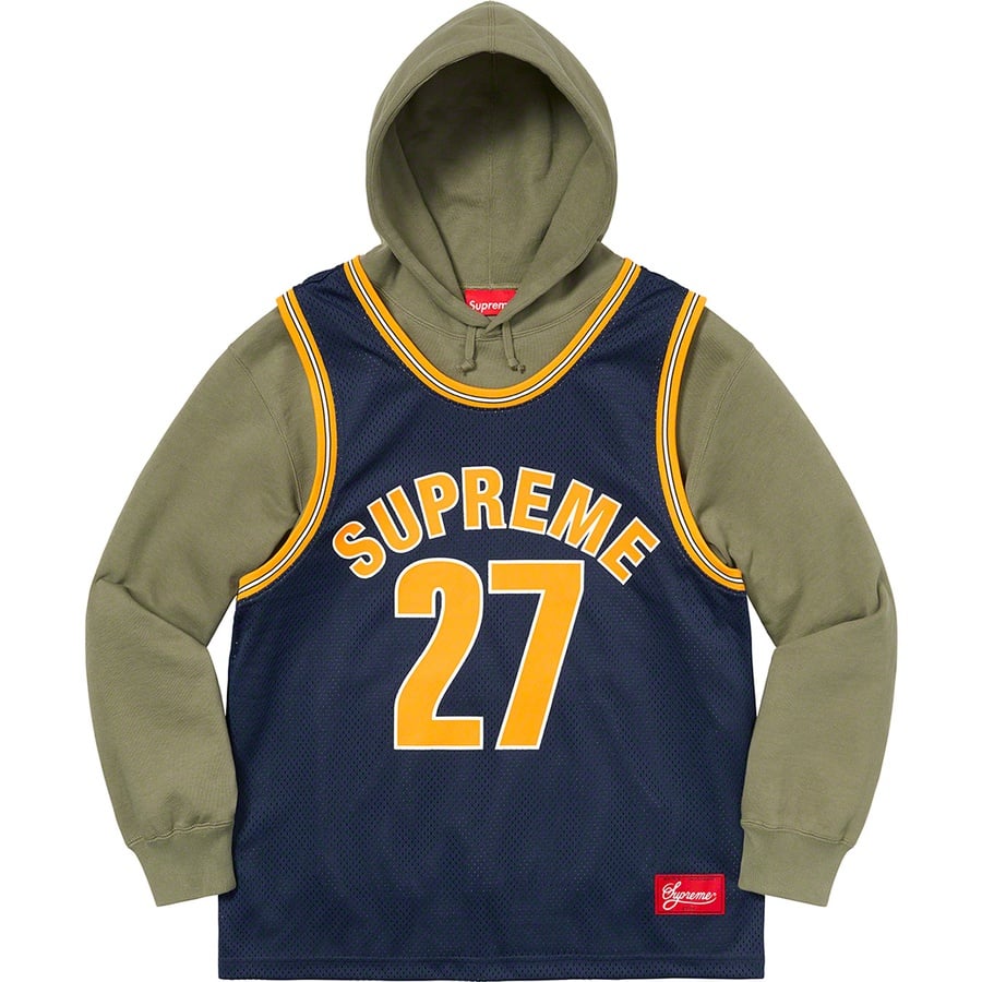 Supreme Basketball Jersey Hooded Sweatshirt - Light Olive - Used