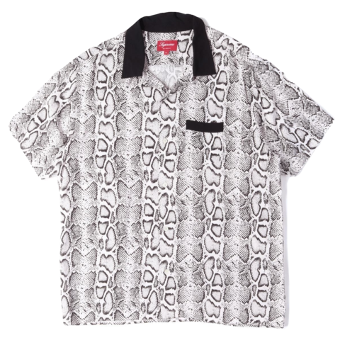 Supreme Snakeskin Rayon Button-up - White/Black