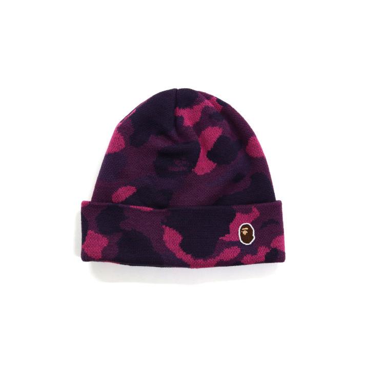 A Bathing Ape Color Camo Knit Cap - Dark Purple