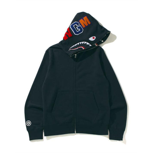 A Bathing Ape Double Side Shark Full Zip Hoodie - Black