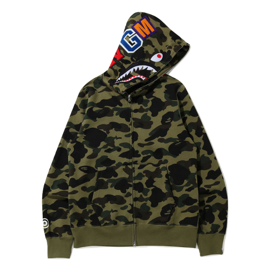 A Bathing Ape 1st Camo Shark Full Zip Hoodie WGM - Green Camo