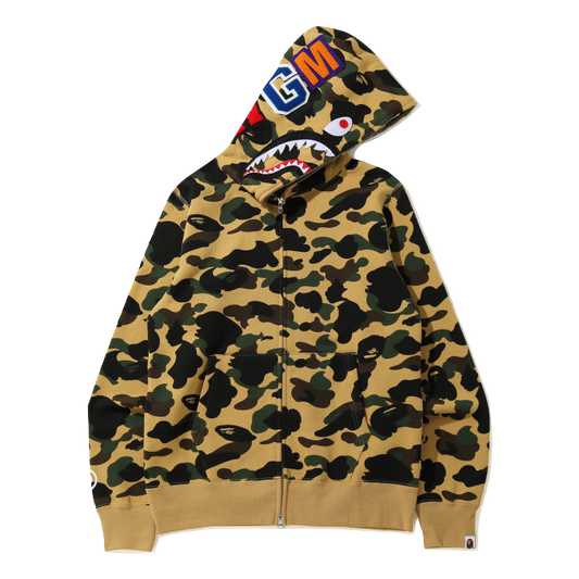 A Bathing Ape 1st Camo Shark Full Zip Hoodie WGM - Yellow Camo