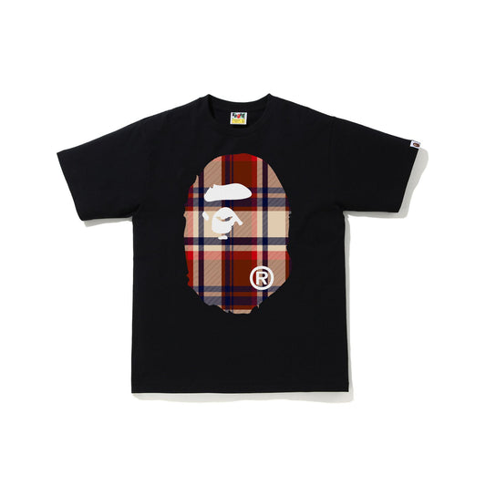 A Bathing Ape Bape Check Big Ape Head Tee - Black