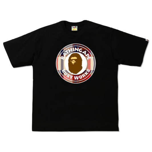 A Bathing Ape Check Busy Works Relaxed Tee - Black/Tan