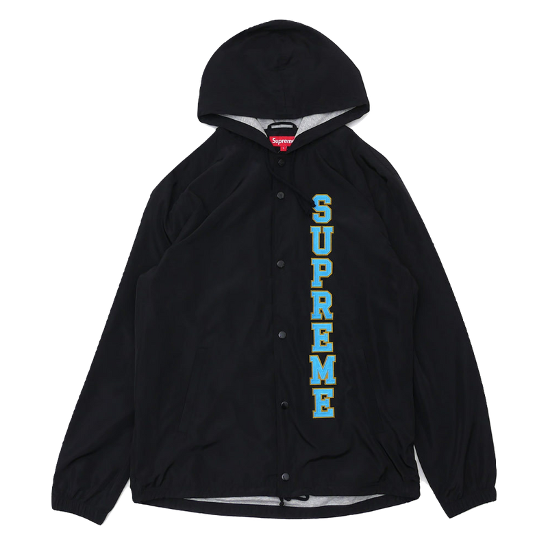 Supreme Vertical Logo Hooded Coaches Jacket - Black