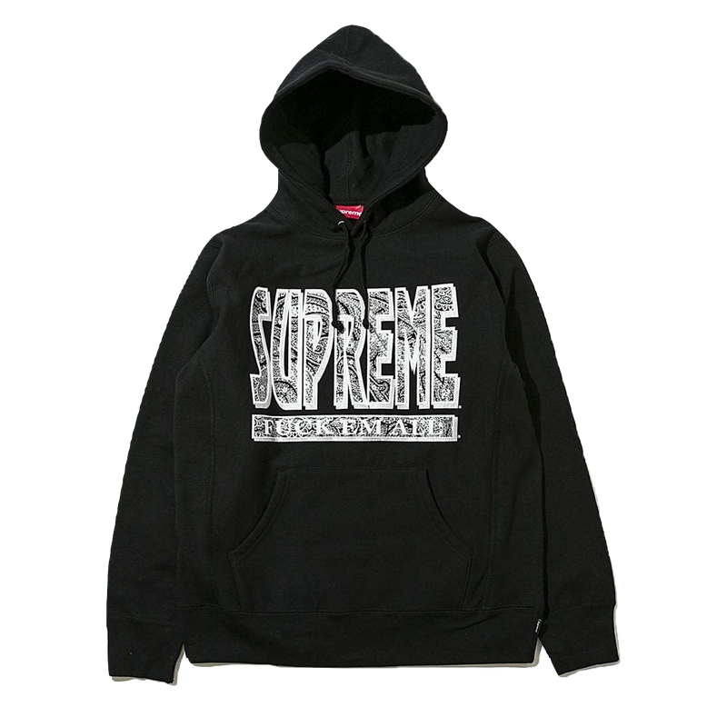 Supreme Paisley Fuck Em All Hoodie - Black – Grails SF