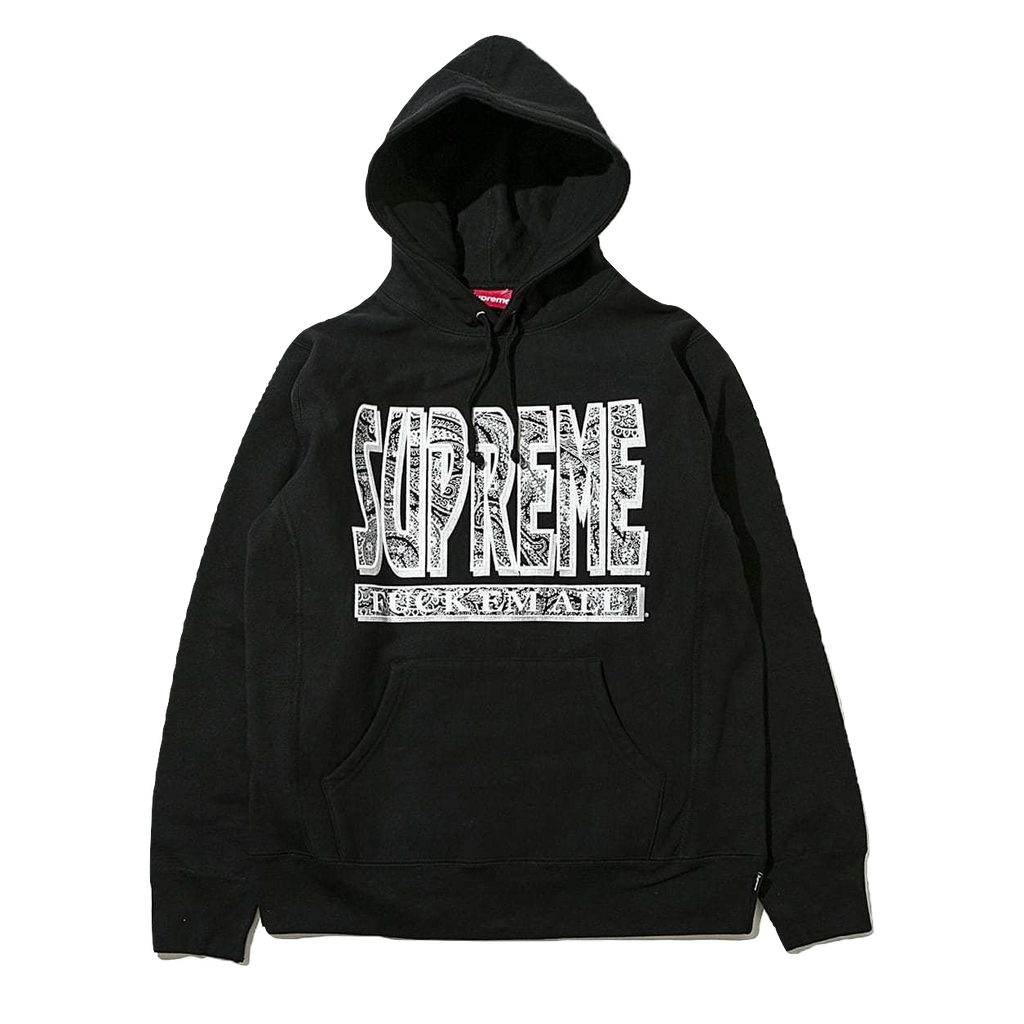 Supreme Paisley Fuck Em All Hoodie - Black - Used