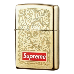 Supreme Engraved Brass Zippo Lighter - Gold