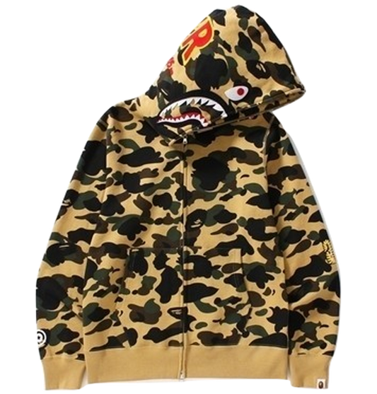 A Bathing Ape 1st Camo Shark Full Zip Hoodie - PONR - Yellow Camo