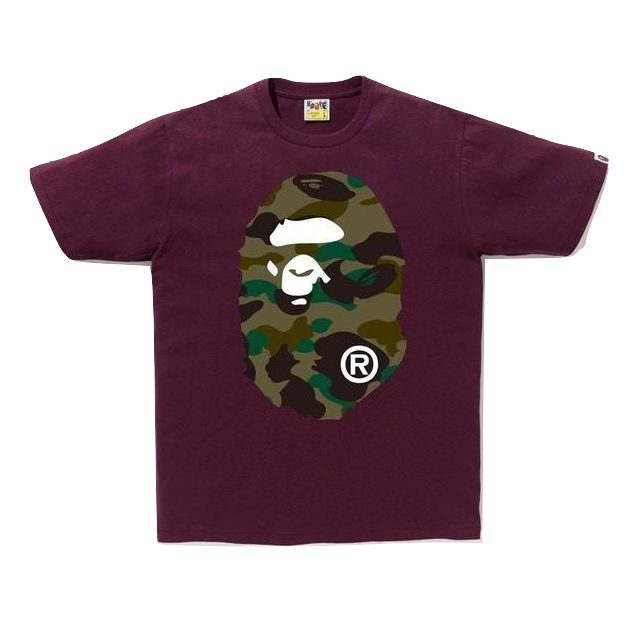 A Bathing Ape 1st Camo Big Ape Head Tee - Burgundy/Green