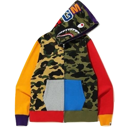 A Bathing Ape 1st Camo Crazy Shark Full Zip Hoodie - Multi