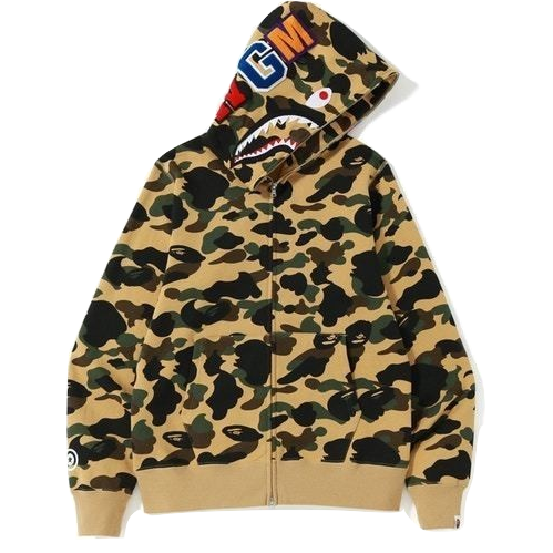 A Bathing Ape 1st Camo Shark Full Zip Jacket (Screen printed) - Yellow Camo