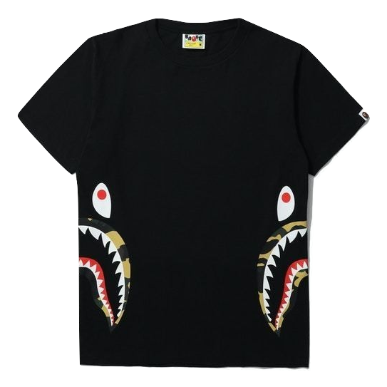 A Bathing Ape Side Shark Tee - Black/Yellow Camo