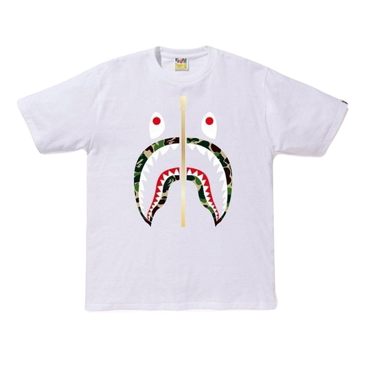 A Bathing Ape ABC Gold Zip Shark Tee - White