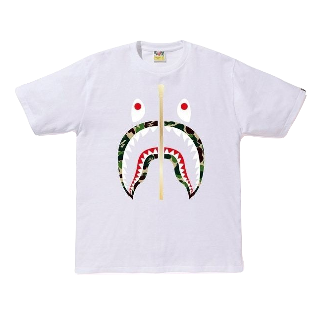 A Bathing Ape ABC Gold Zip Shark Tee - White