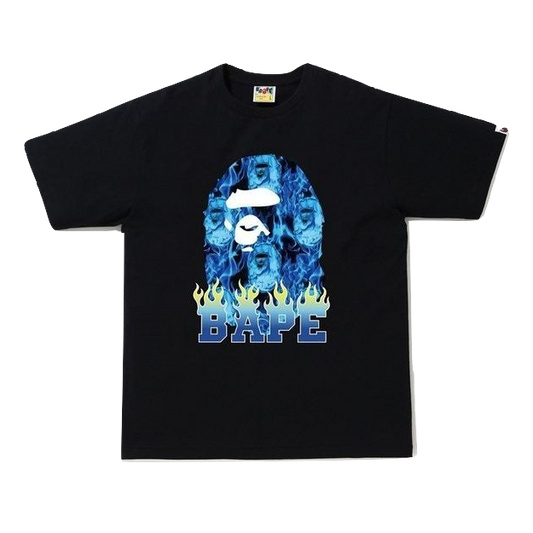 A Bathing Ape Ape Head Flame Tee - Black/Blue