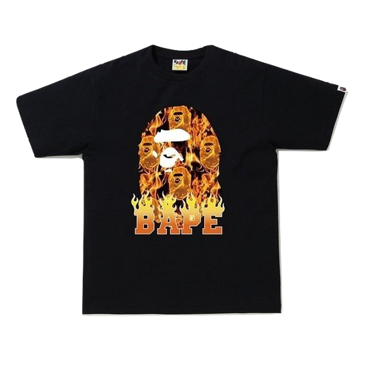 A Bathing Ape Ape Head Flame Tee - Black/Orange