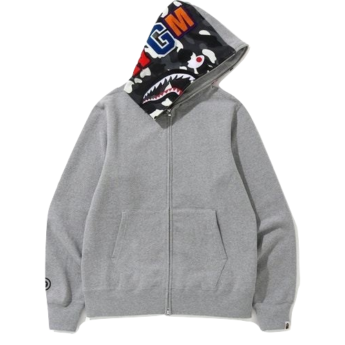 A Bathing Ape City Camo Side Shark Full Zip Hoodie - Grey