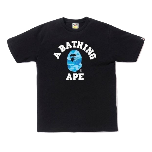 A Bathing Ape Fire Camo College Tee - Black/Blue