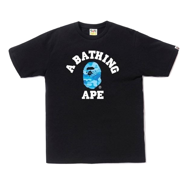 A Bathing Ape Fire Camo College Tee - Black/Blue