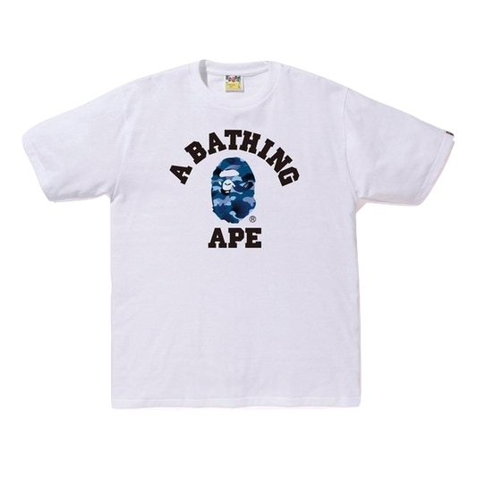 A Bathing Ape Gradation Camo College Tee - White/Blue