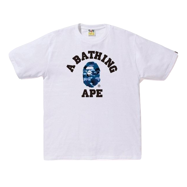 A Bathing Ape Gradation Camo College Tee - White/Blue