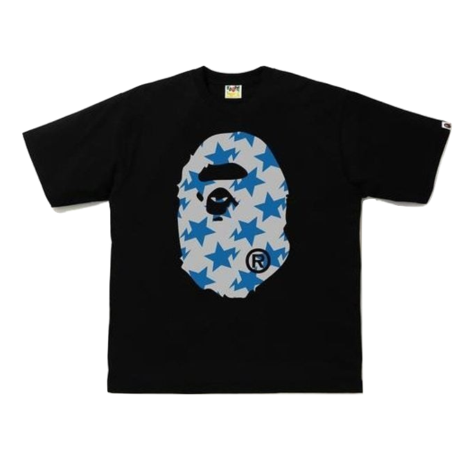 A Bathing Ape Bape Sta Pattern Big Ape Head Tee - Black