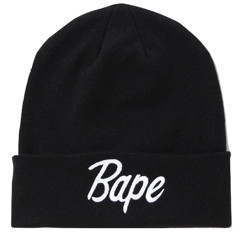 A Bathing Ape Bape Knit Cap Script Beanie - Black