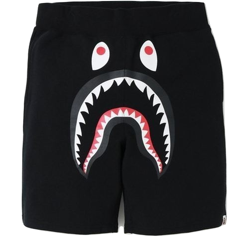 A Bathing Ape Shark Sweat Shorts - Black/Purple Camo - Used