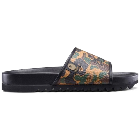 A Bathing Ape x MCM Camo Slides - Brown