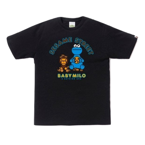 A Bathing Ape x Sesame Street Milo & Cookie Monster Tee - Black