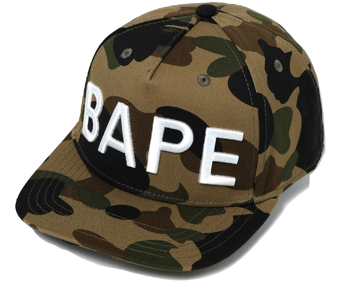 Bape 1st Camo Snap Back Cap - Green - Used