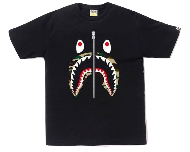 A Bathing Ape Shark Zipper Tee - Black/Yellow