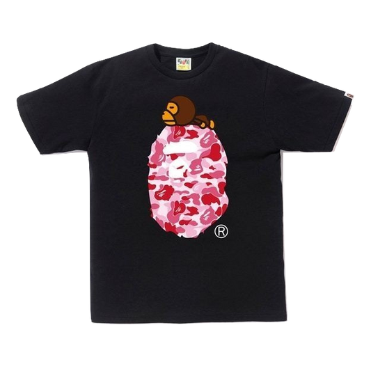 A Bathing Ape Milo On Big Ape Tee - Black/Pink - Used