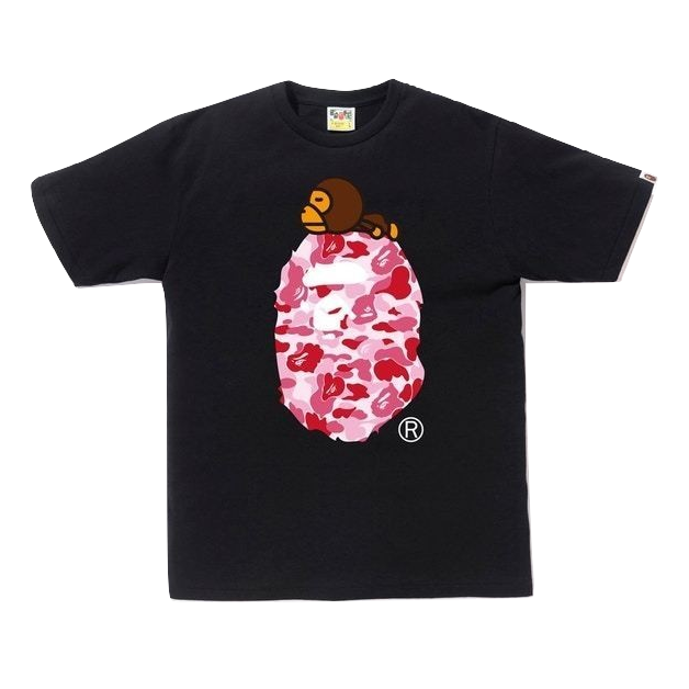 A Bathing Ape Milo On Big Ape Tee - Black/Pink - Used