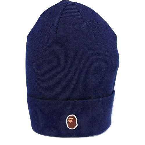 A Bathing Ape Ape Head One Point Beanie - Navy