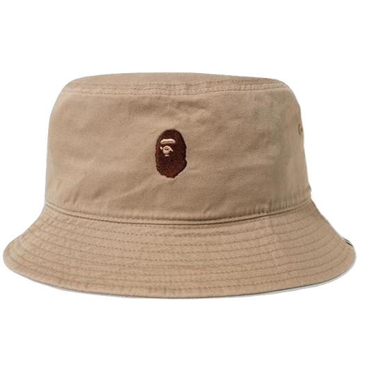 A Bathing Ape Ape Head One Point Bucket Hat - Beige