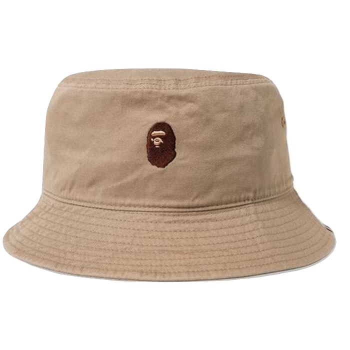 A Bathing Ape Ape Head One Point Bucket Hat - Beige