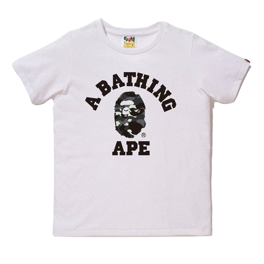 A Bathing Ape City College Camo GID Tee - White/Black