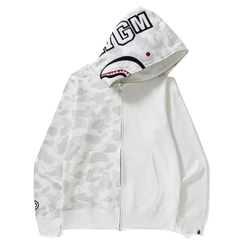 A Bathing Ape City Camo Half Shark Full Zip Hoodie - White - Used